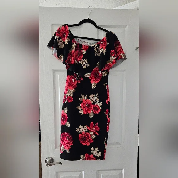 almost famous off the shoulder dress Almost Famous Dresses | Almost Famous Black Floral Off Shoulder Dress | Color: Black | Size: S